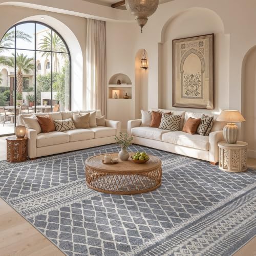 cotiled Boho 9x12 Area Rug for Living Room: Large Moroccan Washable Rug - Image 4