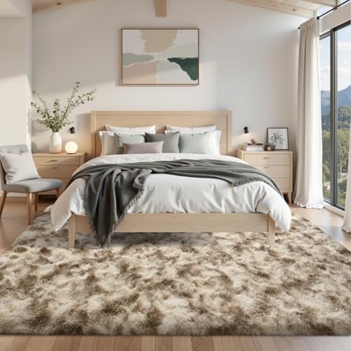 Area Rugs for Living Room 6x9Ft, Soft Fluffy Shagg Plush Bedroom Rug Non-Slip,Large Carpet for Nursery Kids Dorm Home Decor,Khaki - Image 3