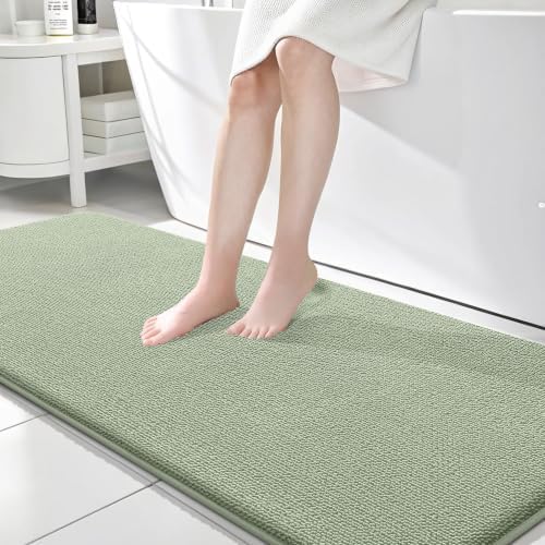 OLANLY Memory Foam Bathroom Runner Rugs 70x24, Long Bath Mats, Sage Green by OLANLY