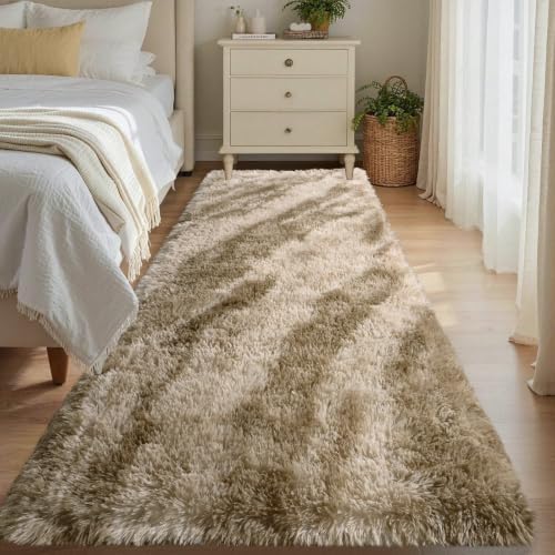 Noahas 2x8 Khaki Fluffy Soft Runner Rug Non-Slip for Bedroom Dorm Hallway by ModernHomeDecor