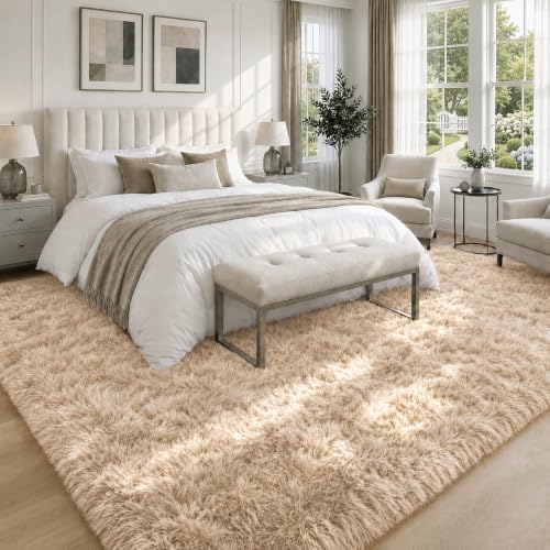 8x10 Area Rugs for Living Room: Soft Camel Fluffy Rug Shag Washable Rug Plush Fuzzy Indoor Carpet for Bedroom Nursery Playroom Girls Boys Kids Room (Camel, 8'x10') - Image 2