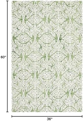 SAFAVIEH Blossom Collection 3' x 5' Green/Ivory BLM112Y Handmade Premium Wool Entryway Living Room Foyer Bedroom Accent Rug - Image 2