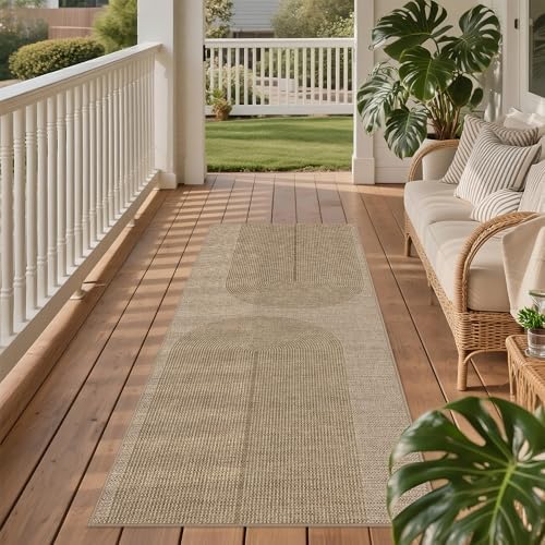 Non-Slip Jute Rug for Entryway: 2x6 Outdoor Mat - Geometric Arch Pattern - Image 2