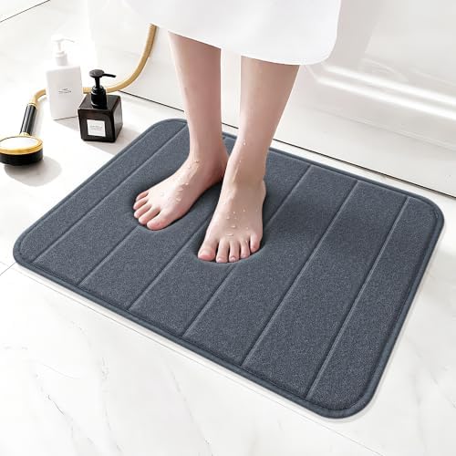 Memory Foam Bath Mat 24" x 16", Ultra Soft Absorbent Bathroom Rug Non Slip, Machine Washable Bath Rug for Bathroom, Shower and Tub,Dark Gray by Unknown