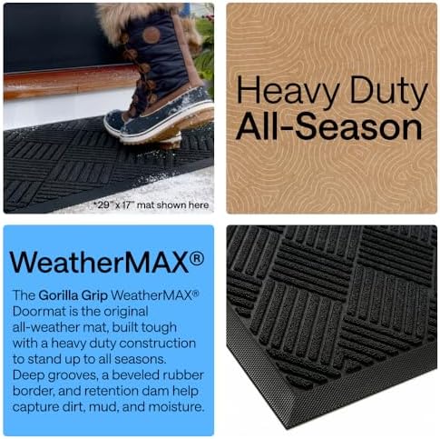 GORILLA GRIP WeatherMAX Door Mat, Indoor Outdoor Use, 35x23, Black Diamond - Image 3