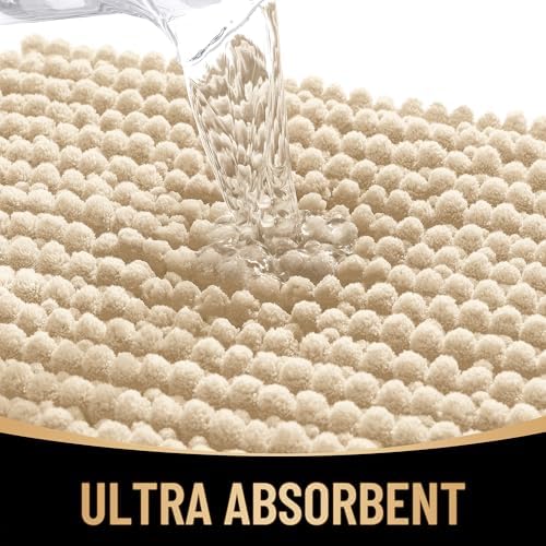 OLANLY Thick Chenille Large Bathroom Rugs 40x32, Absorbent Bath Mat, Beige - Image 3