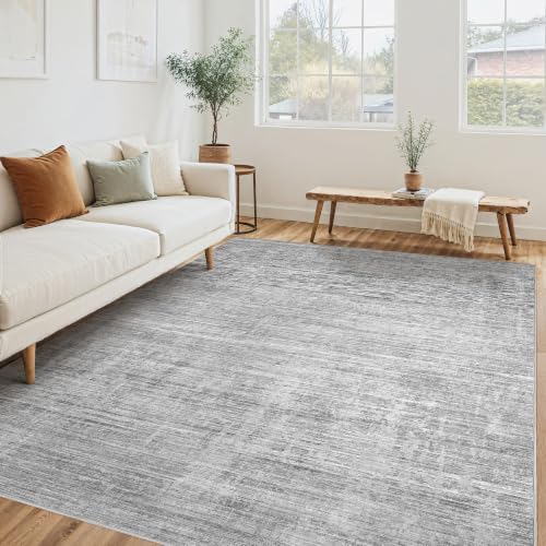 Tortania Area Rug Living Room Rugs - 5x7 Washable Large Soft Neutral Boho Moroccan Bohemian Farmhouse Rug Indoor Floor Carpet for Bedroom Under Dining Table Home Office Decor - Silver Gray by Tortania