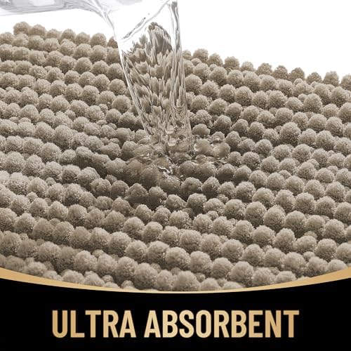 OLANLY Thick Chenille Absorbent Bathroom Rugs Mat 30x20, Warm Taupe - Image 3