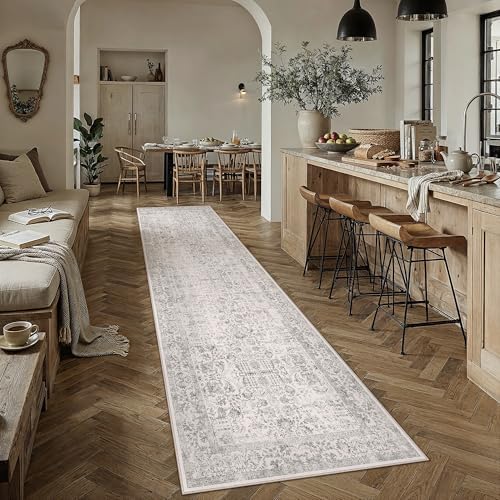 PureCozy Gray Runner Rug 2x14 Vintage Floral - Image 2