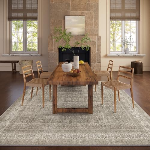 Washable Area Rugs for Living Room: 6x9 Bedroom Rug Boho Vintage Area Rug Stain Resistant Non Slip Low Pile Lightweight Soft Carpets for Dining Room Kitchen Nursery Kids Room Farmhouse - Image 6