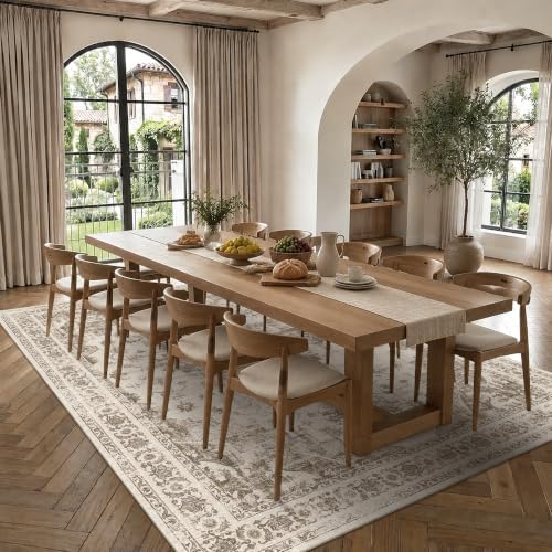 10x12 Washable Living Room Area Rug Soft Medallion Taupe Large Carpet - Image 2
