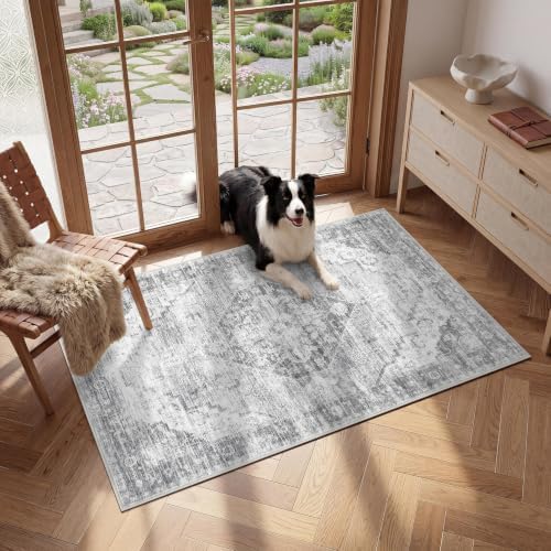 Garvee Grey Boho Washable 2x3 Rug for Entryway Door Mat by Garvee