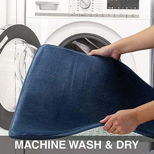 Memory Foam Bath Mat Non Slip Absorbent Super Cozy Velvet Bathroom Rug Carpet (20 inches X 32 inches, Navy) - Image 5