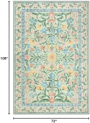 Lahome Sage Green Rug for Bedroom, 6x9 Boho Botanical Living Room Rug - Image 2
