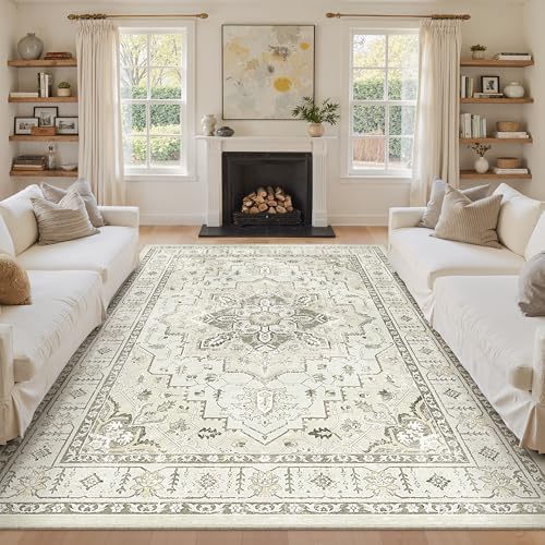 zesthome 8x10 Area Rugs for Living Room,Large Washable Rug,Beige by Zesthome