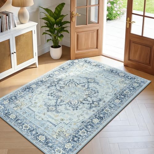 Lofus 3x5 Light Blue Rugs for Bedroom Living Room, Vintage Boho Carpet - Image 2