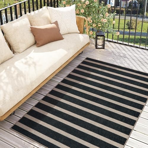 Lahome Striped Easy Jute 3x5 Outdoor Patio Rug, Washable Rugs for Porch - Image 2