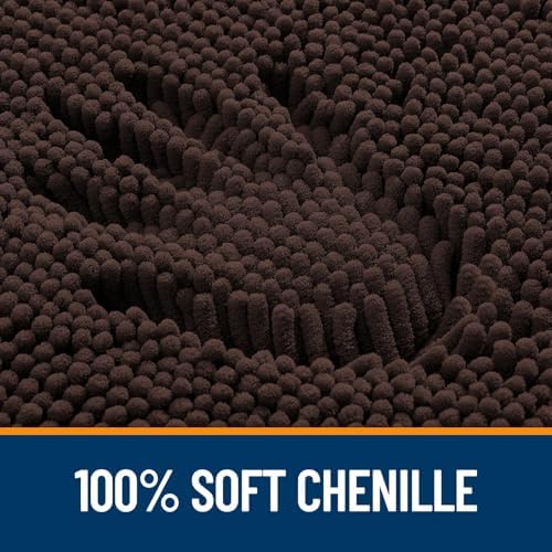 OLANLY Chenille Bathroom Rugs Sets 3 Piece, 30"x20"+24"x16"+24"x20", Brown - Image 2
