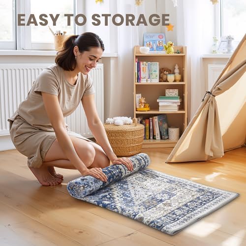 zesthome 2'6 x 16' Runner Rug Non Slip,Washable Kitchen Rugs,Blue - Image 7