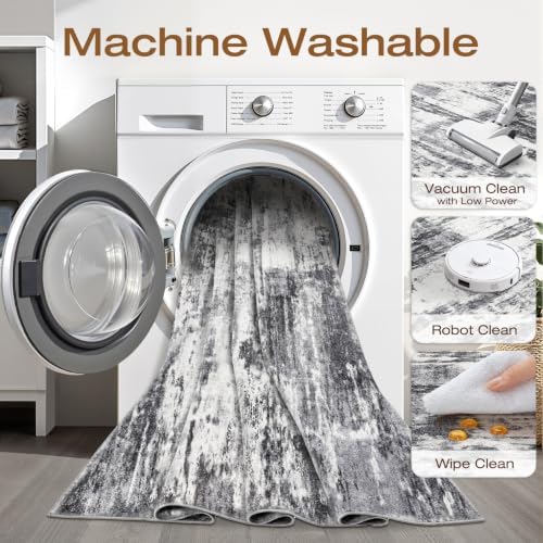 LOONGRUG 9x12 Area Rug Washable Neutral Modern Living Room Rug Black White - Image 2