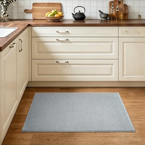 2x3 Light Grey Solid Area Rug Washable Non-Slip for Entryway Front Door - Image 2