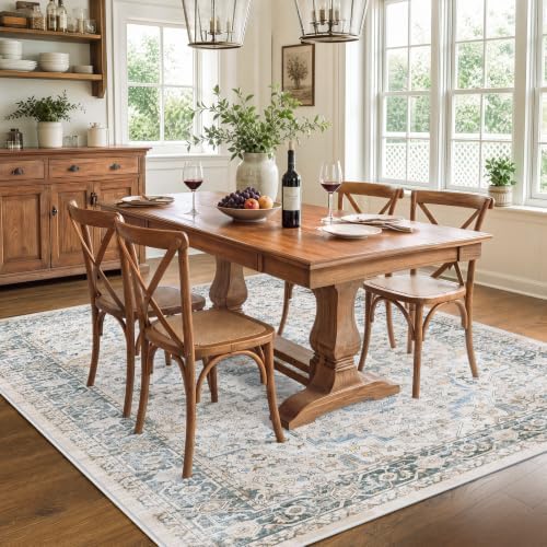 SameBed 5x7 Area Rug Living Room, Vintage Washable Carpet Light Blue - Image 2