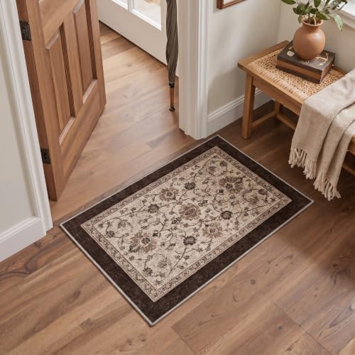 Bavni 2X5 Washable Hallway Runner Rug, Boho Vintage Floral Non Slip - Image 7