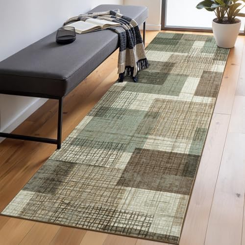 Washable 2x8 Runner Rug for Hallway Kitchen Bedroom, Green by Ailyei