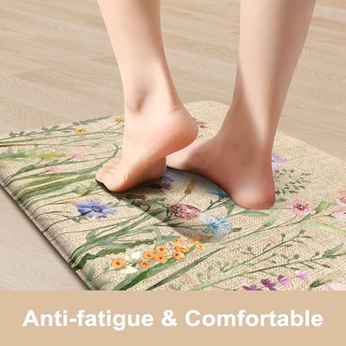 KIMODE Anti Fatigue Mats for Kitchen Floor, Farmhouse Floral Kitchen Rugs - Image 2