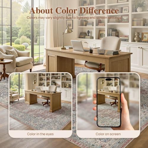 UERMEI 6x9 Area Rug for Living Room Washable Vintage Pink Brown Carpet - Image 6