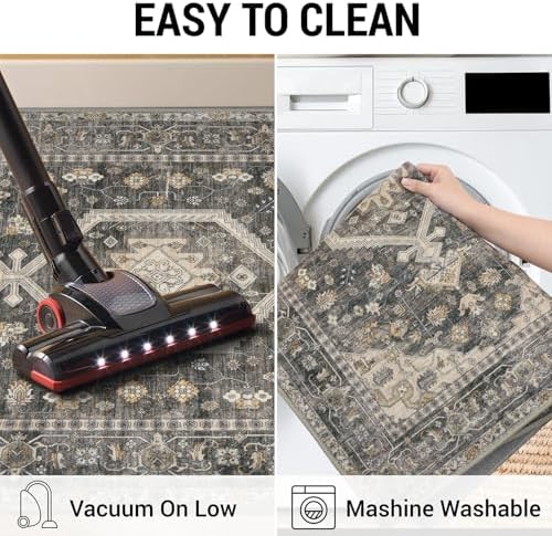 KUTA Vintage Entryway Rugs Indoor Hazel Washable Rug 2x3 Floral Doormat - Image 6