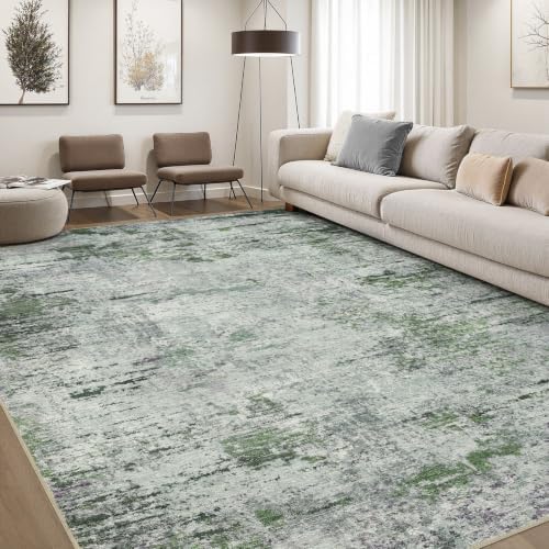 DMOYEST Area Rug Living Room Rugs - 6x9 Large Soft Indoor Neutral Modern Abstract Low Pile Washable Rug Carpet for Bedroom Dining Room Farmhouse Home Office - Green/Grey/Brown by DMOYEST