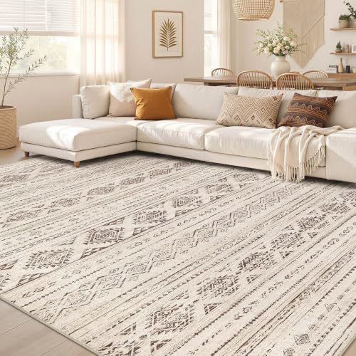 Nakagishi Boho 5x8 Area Rug Living Room Rugs Machine Washable Dark Brown by NakagishiAreaRug