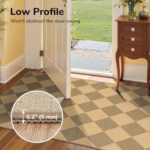 Lessymo Checkered Area Rugs 5x7 for Living Room, Washable Easy Jute Rug - Image 7
