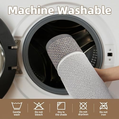PADOOR-Bath Mat-Super Absorbent Chenille Bathroom Mats-Rubber Backed Bath Mats for Bathroom Non Slip, Easy Clean Bathroom Rugs Front of Bathtub,Shower Room,Sink-24×36, Grey&Beige - Image 4