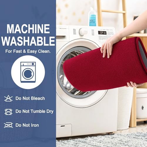 OLANLY Thick Memory Foam Small Bathroom Rug 24x16, Absorbent Bath Mat, Red - Image 6