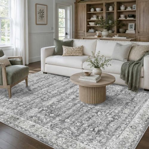 6x9 Area Rugs for Living Room Washable Vintage Grey Rugs Large - Image 3