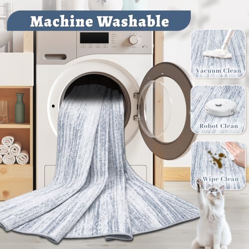 Area Rug 9x12 Living Room Rugs: Washable Modern Rug Large Non-Slip Soft Rugs Stain Resistant Printed Rug Indoor Carpet for Bedroom Kitchen Dining Room Nursery Playroom Home(Dark Blue, 9'x12') - Image 4