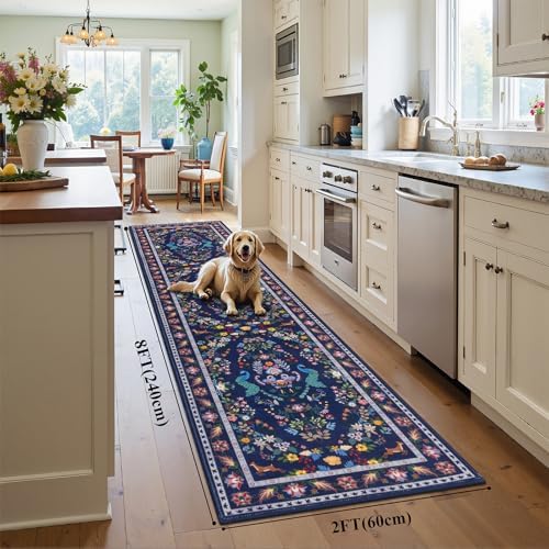 HEBE Hallway Runner Rug 2'x8', Washable Non Slip Kitchen Rug Runner - Image 2