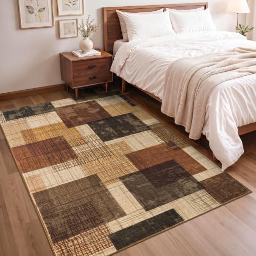 Washable 4x6 Entryway Rug, Area Rugs for Bedroom Kitchen, Red-Brown - Image 3