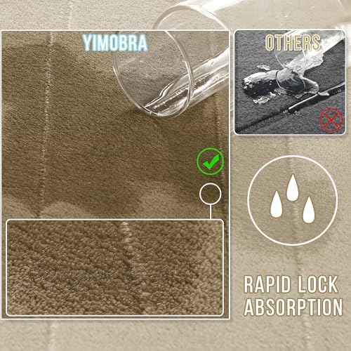 Yimobra Memory Foam Toilet Bath Mat U-Shaped, Soft and Comfortable, Super Water Absorption, Non-Slip, Thick, Machine Wash and Easier to Dry for Bathroom Commode Contour Rug, 24 X 20, Light Tan - Image 5