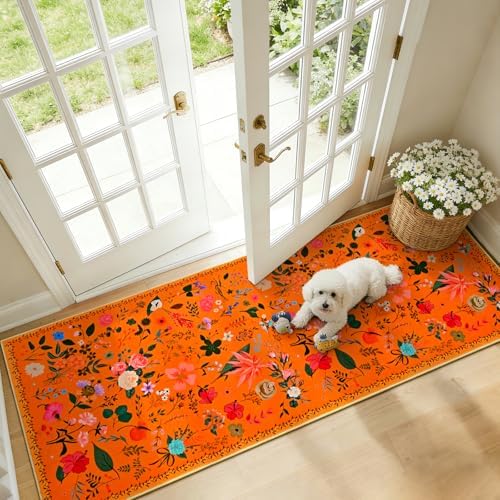ISEAU Runner Rugs for Kitchen,2x6 Area Rug for Entryway Dorm Rug,Orange - Image 2