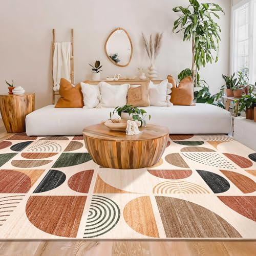 MUJOO 9x12 Area Rugs,Washable Rug Non Slip Modern Abstract Large Boho - Image 2