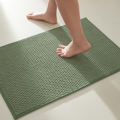 TYUU Bathroom Rugs Non Slip Washable, Super Absorbent Thin Bath Mat Small Quick Dry Low Pile Bathroom Rug, Sage Green 20"x30" by TYUU