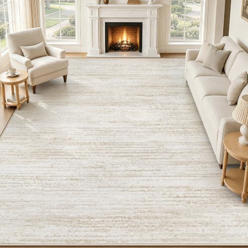 Area Rug 10x12 Living Room Rugs: Washable Modern Rug Large Non-Slip Soft Rugs Stain Resistant Printed Rug Indoor Carpet for Bedroom Dining Room Playroom Home(Beige, 10'x12') by ZomfyRugs
