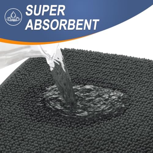 OLANLY Memory Foam Bathroom Runner Rug 40x24, Absorbent Long Mat, Dark Grey - Image 3