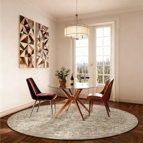 4x4 Round Bedroom Rug Washable: Living Room Rug Stain Resistant Non Slip Low Pile Small Area Rugs for Bedroom Kitchen Entryway Living Room Bedside Office Dorm Kids Room Entrance - Image 6