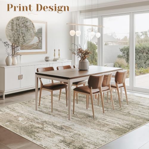 Washable Rug 6x9 Area Rugs for Living Room: Neutral Soft Rug Abstract Non Slip Low Pile Modern Carpet for Bedroom Kitchen Nursery Office Dining Room Indoor (Brown, 6'x9') - Image 2