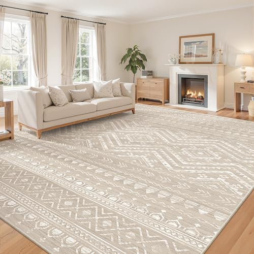 Miukiki 8x10 Area Rug for Living Room, Washable Soft Non Slip Rug Brown by Miukiki