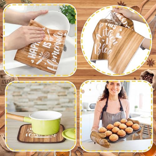 Fourluoo 10 Pcs Farmhouse Wood Grain Kitchen Set - Image 6